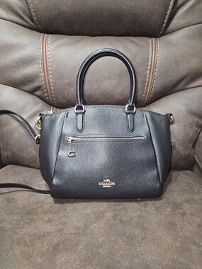 Coach Black Pebbled Leather Satchel with Gold Hardware